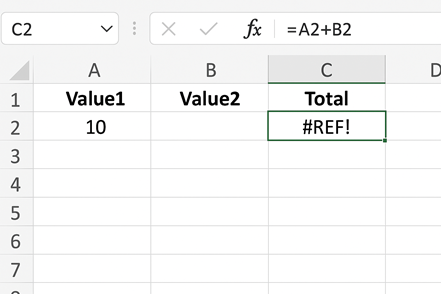 Excel #REF! error appearing after deleting a referenced column.